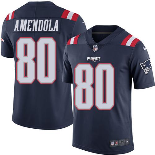 Nike Patriots #80 Danny Amendola Navy Blue Men's Stitched NFL Limited Rush Jersey - Click Image to Close